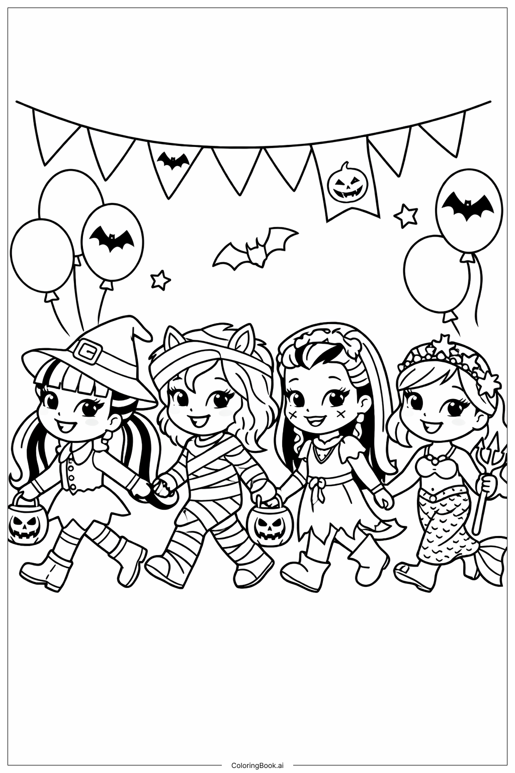  Trang tô màu Niềm Vui Diễu Hành Halloween của Monster High 