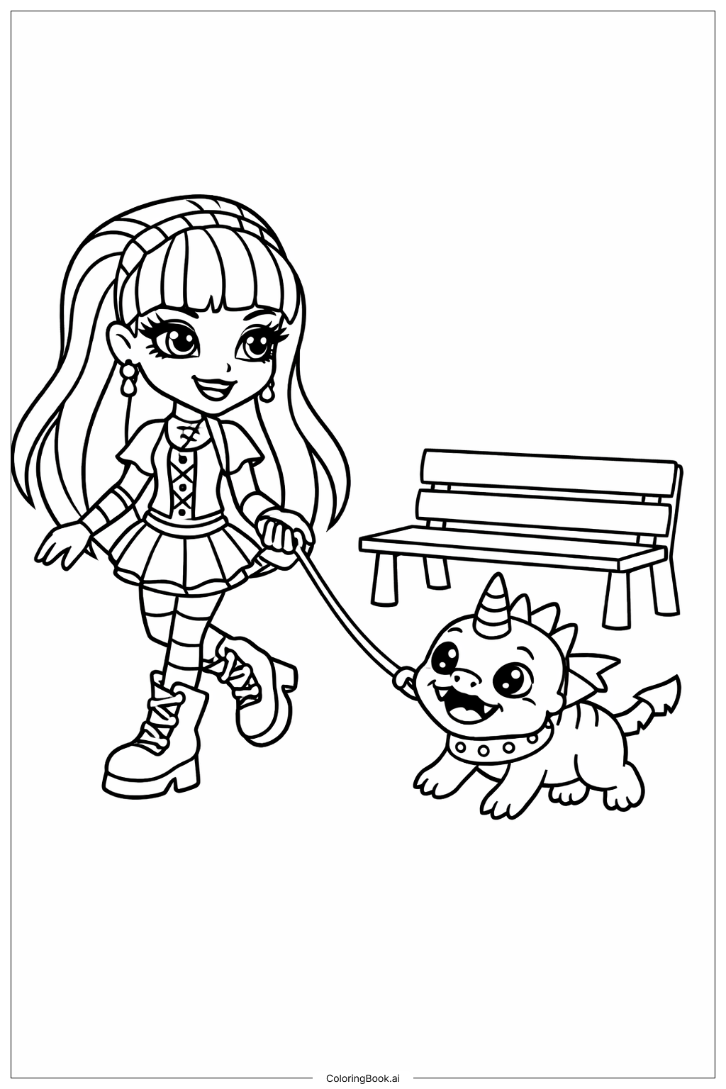  Página para colorir de Monster High Passeio do Monstro de Estimação 