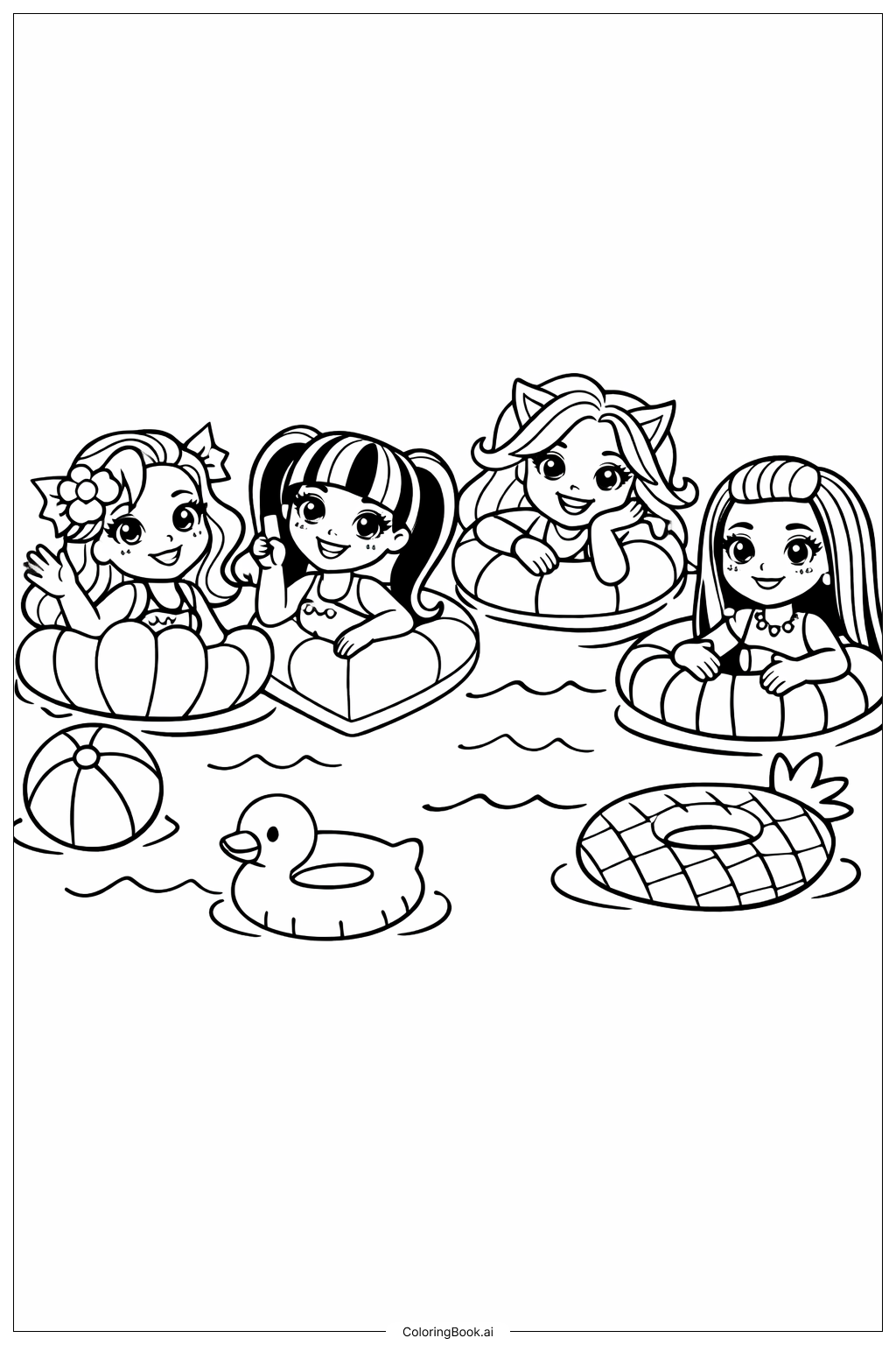  Trang tô màu Tiệc Bể Bơi Monster High Bùng Nổ 