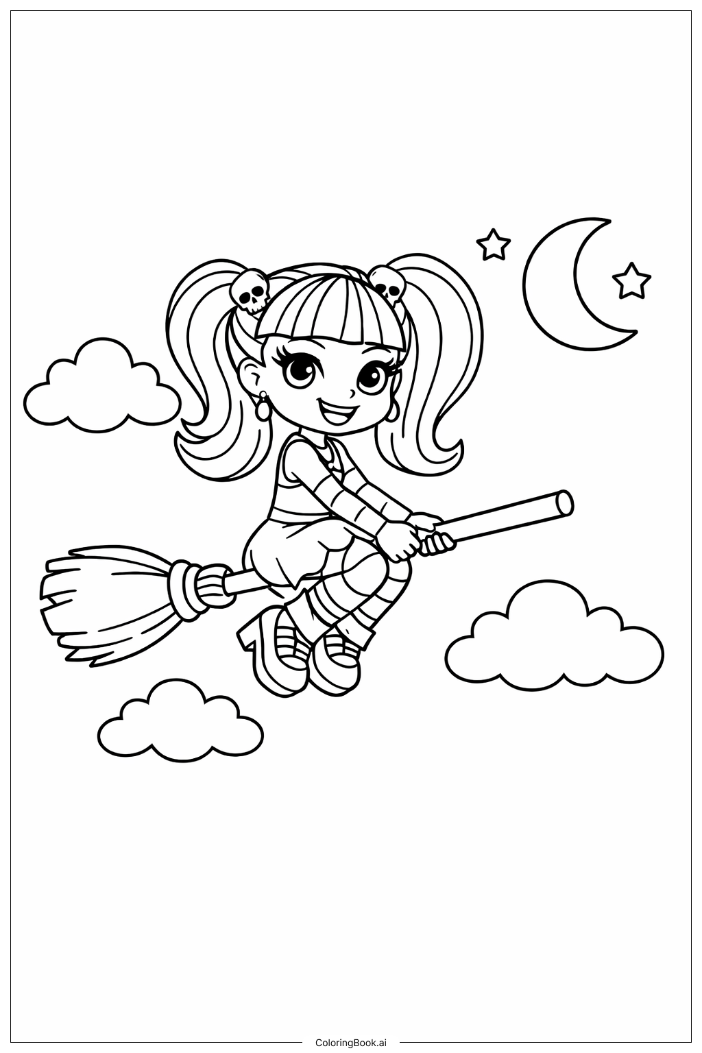  Página para colorir de Monster High Vassoura Voadora 