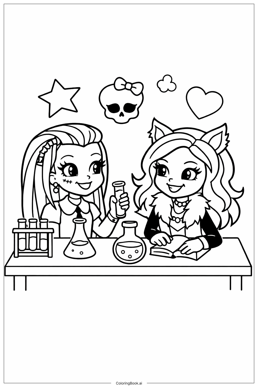  Trang tô màu Đôi phòng thí nghiệm khoa học Monster High 