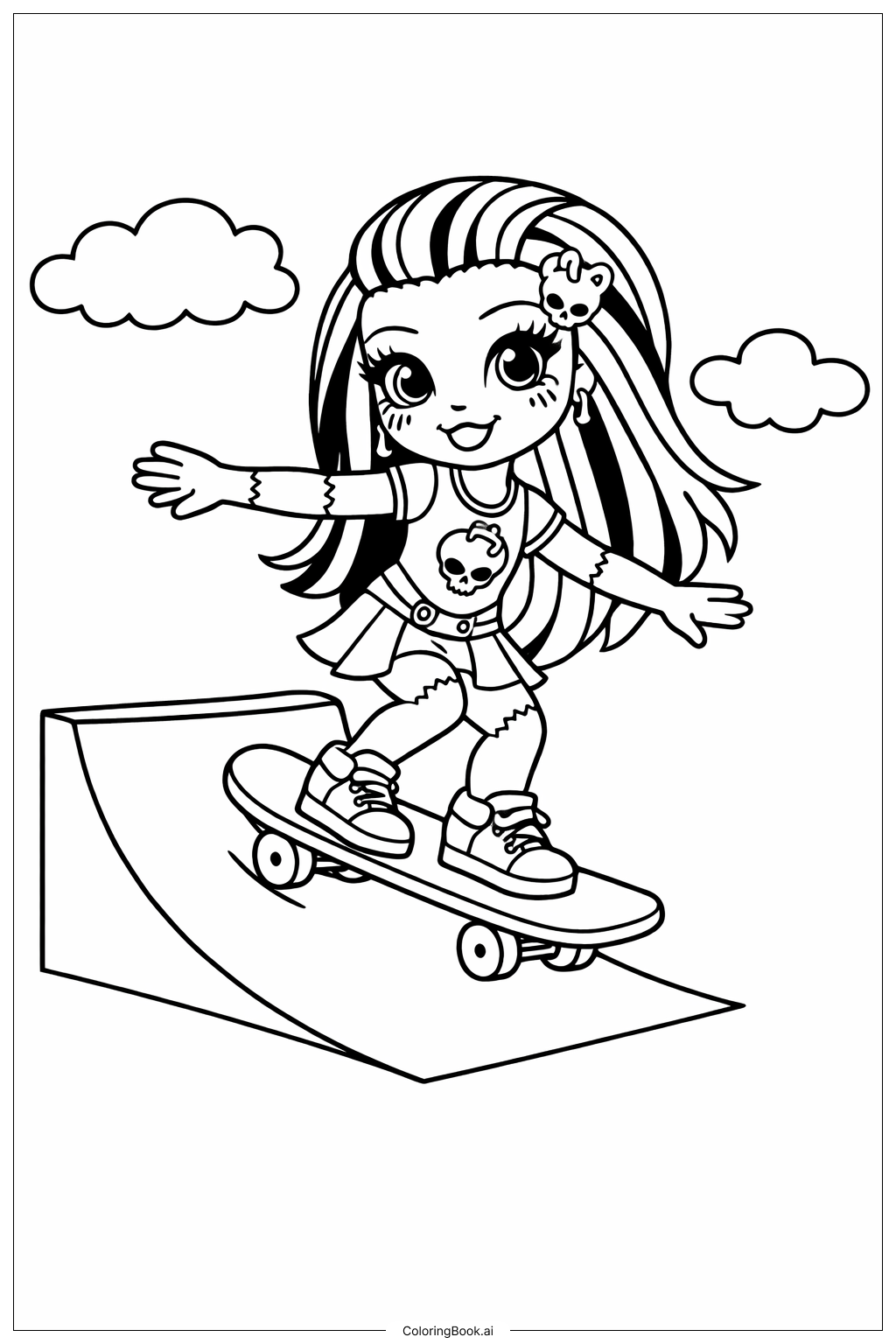  Página para colorir de Passeio no Parque de Skate Monster High 