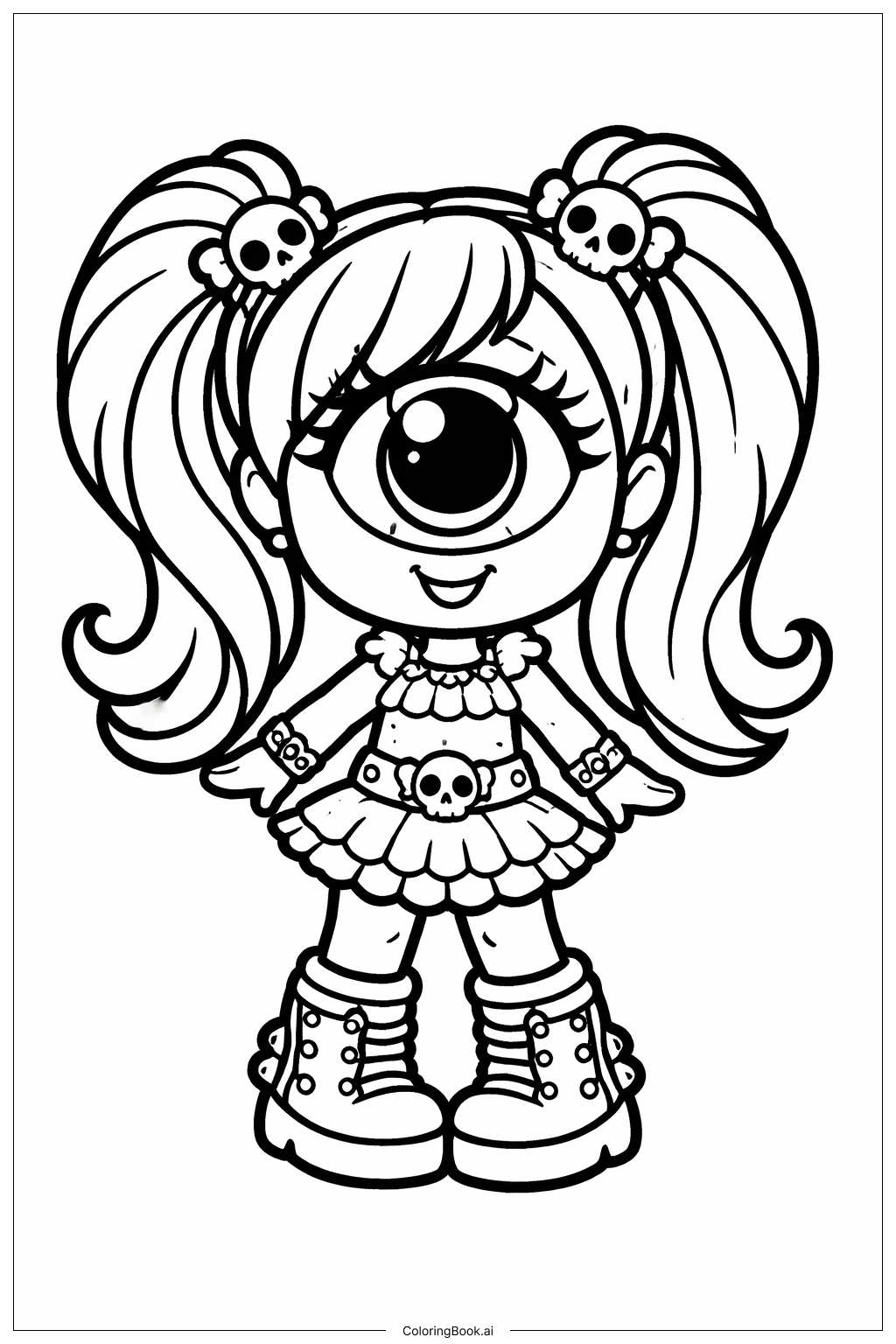  Página para colorir de Monstrinho Ciclopes Pequeno 