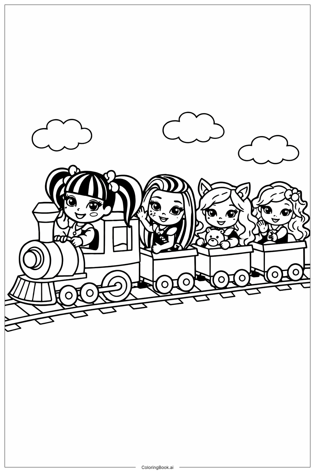  Página para colorir de Aventura no Trem Monster High 
