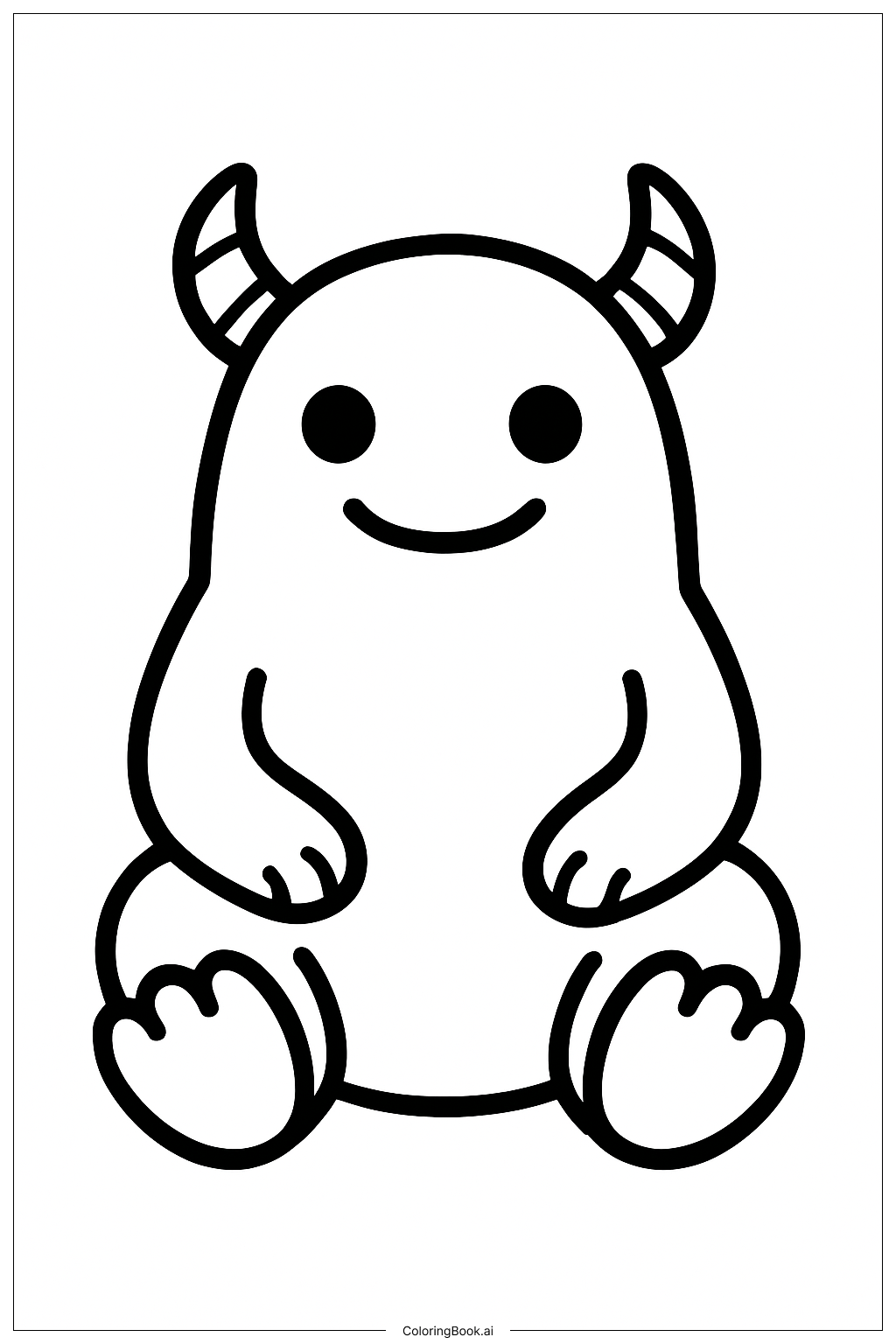  Monster with Round Horns Coloring Page 