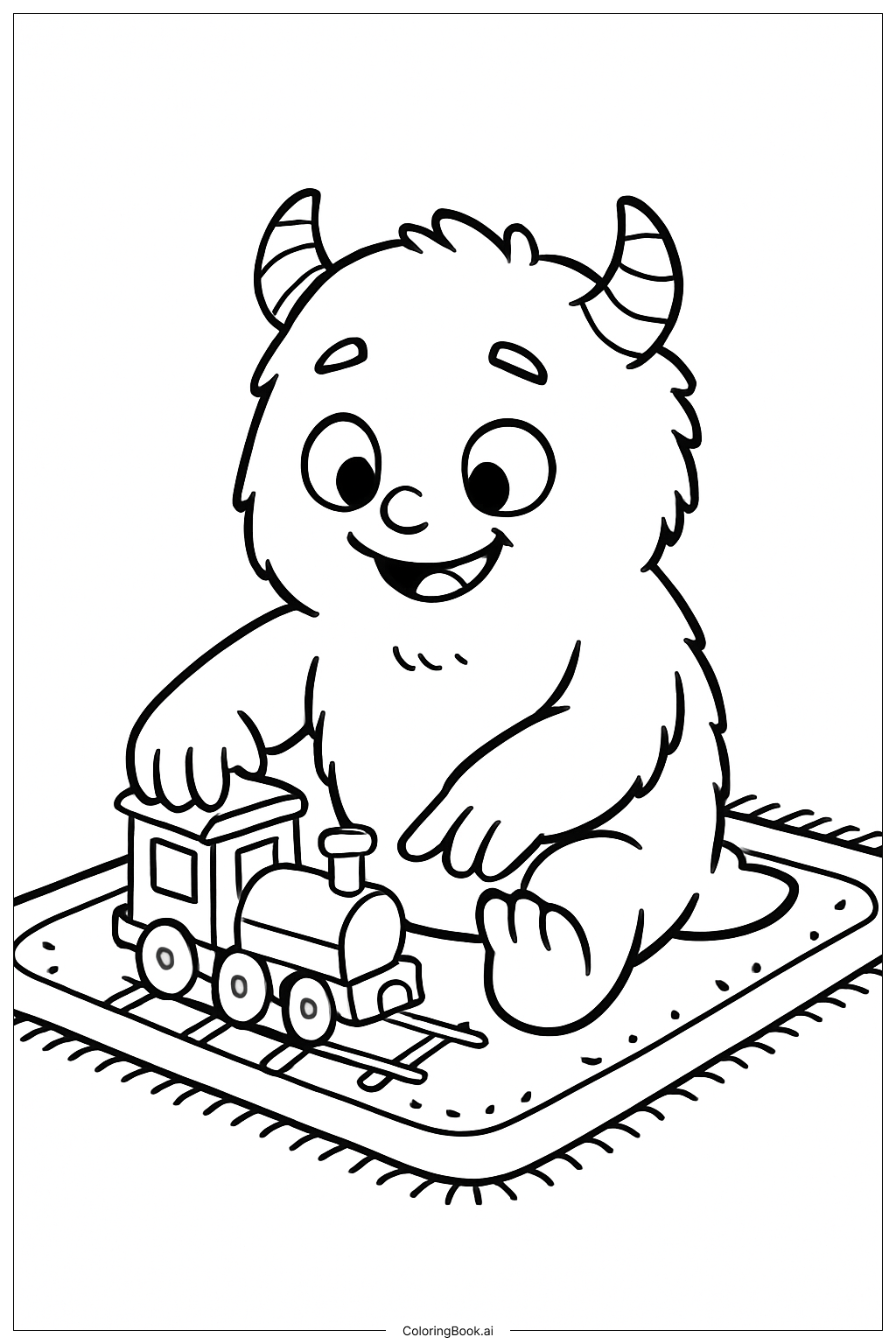  Monster with Toy Train Coloring Page 