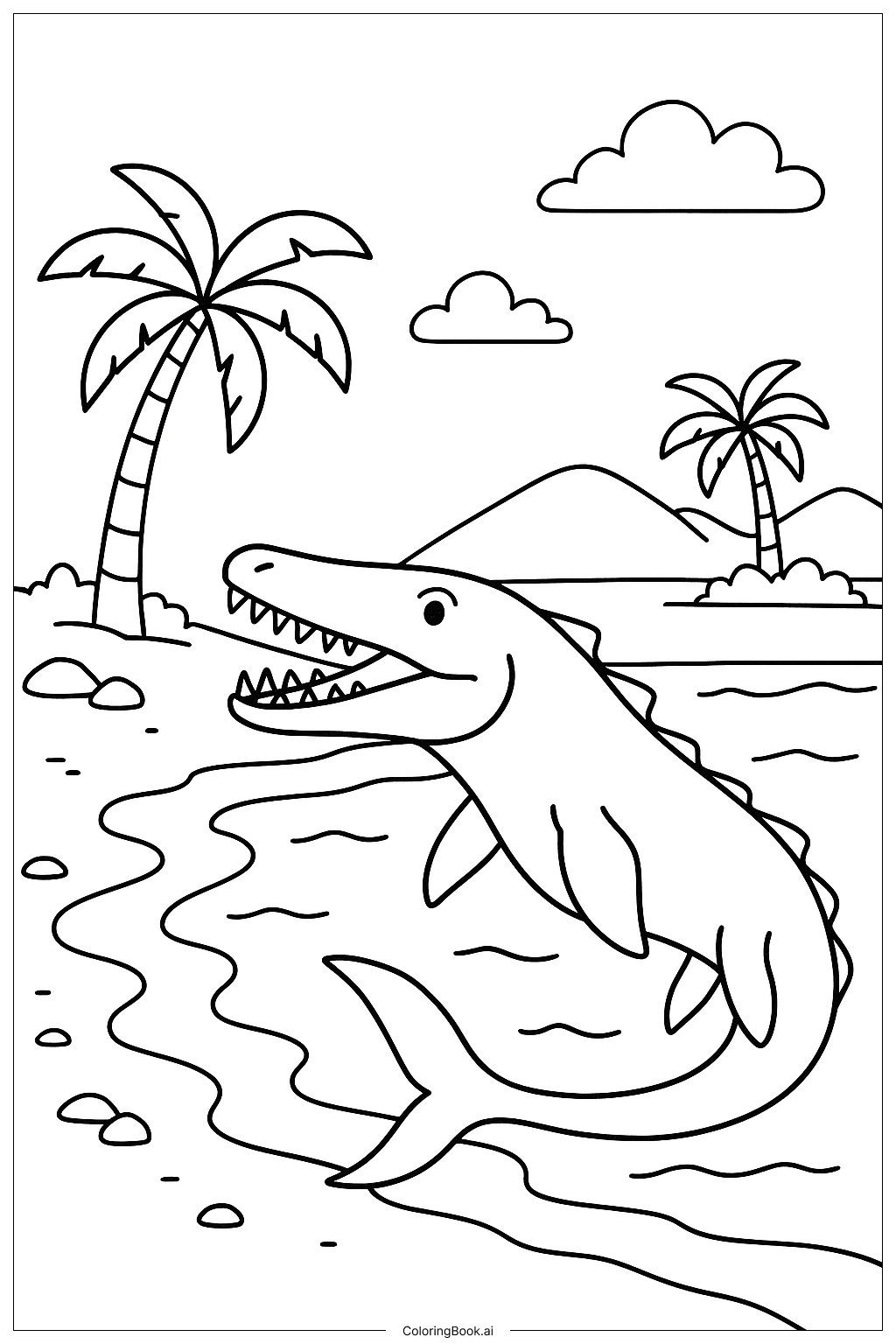  蛇頸龍海灘之旅著色頁 