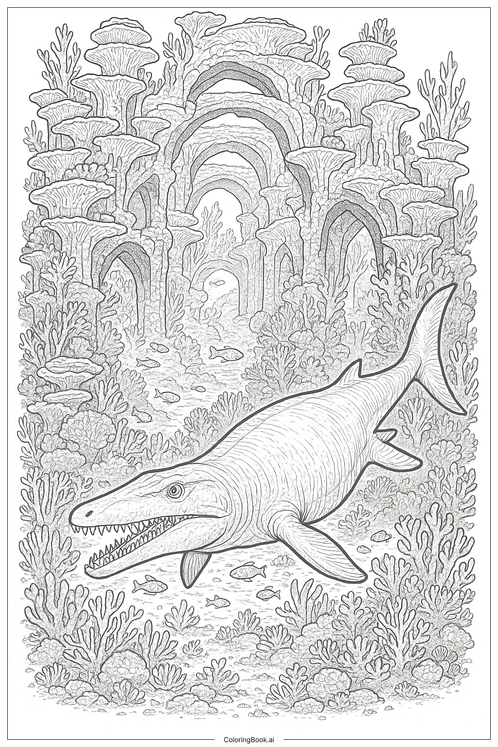 猛龙探索珊瑚大教堂填色页