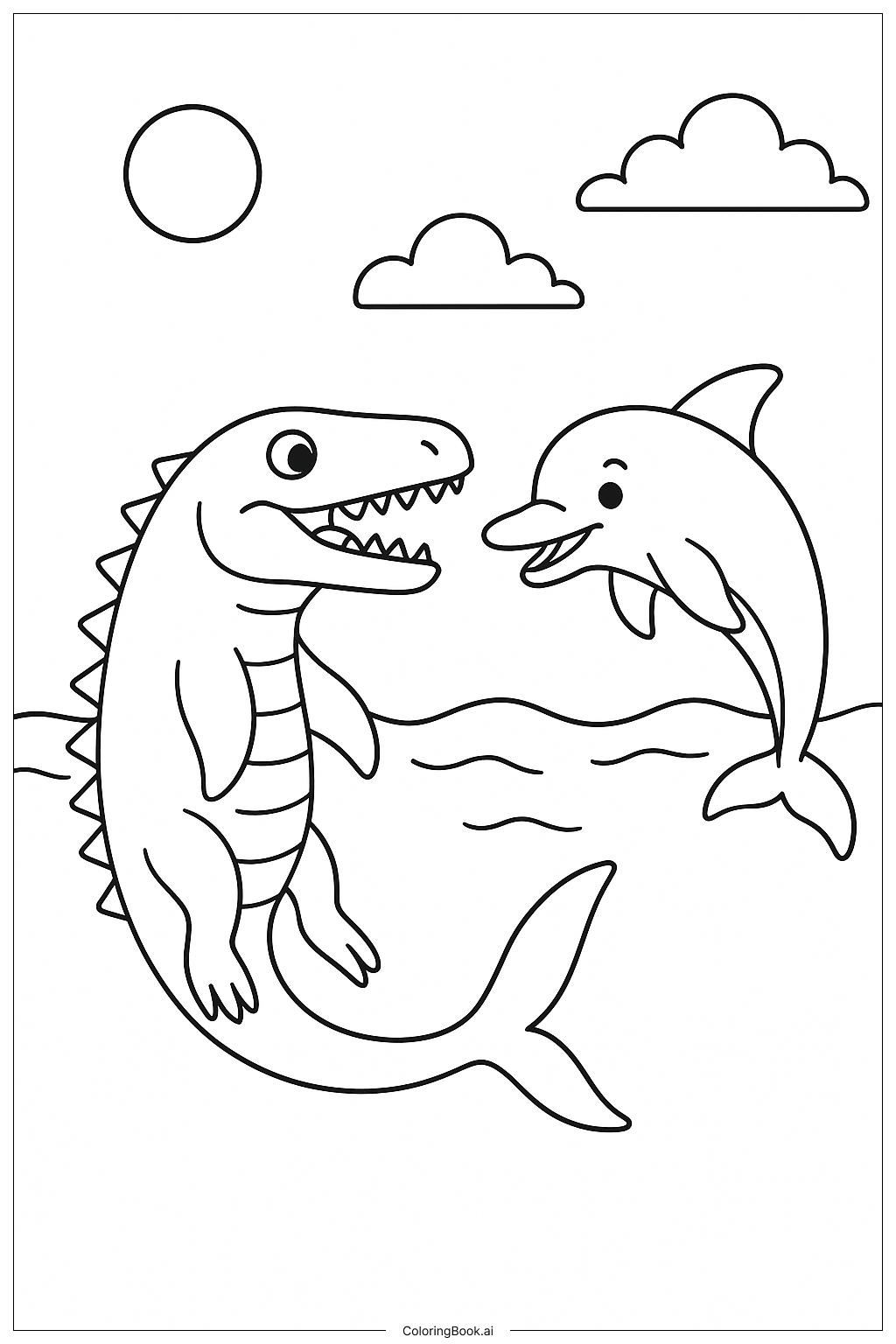  莫薩龍遇見海豚著色頁 