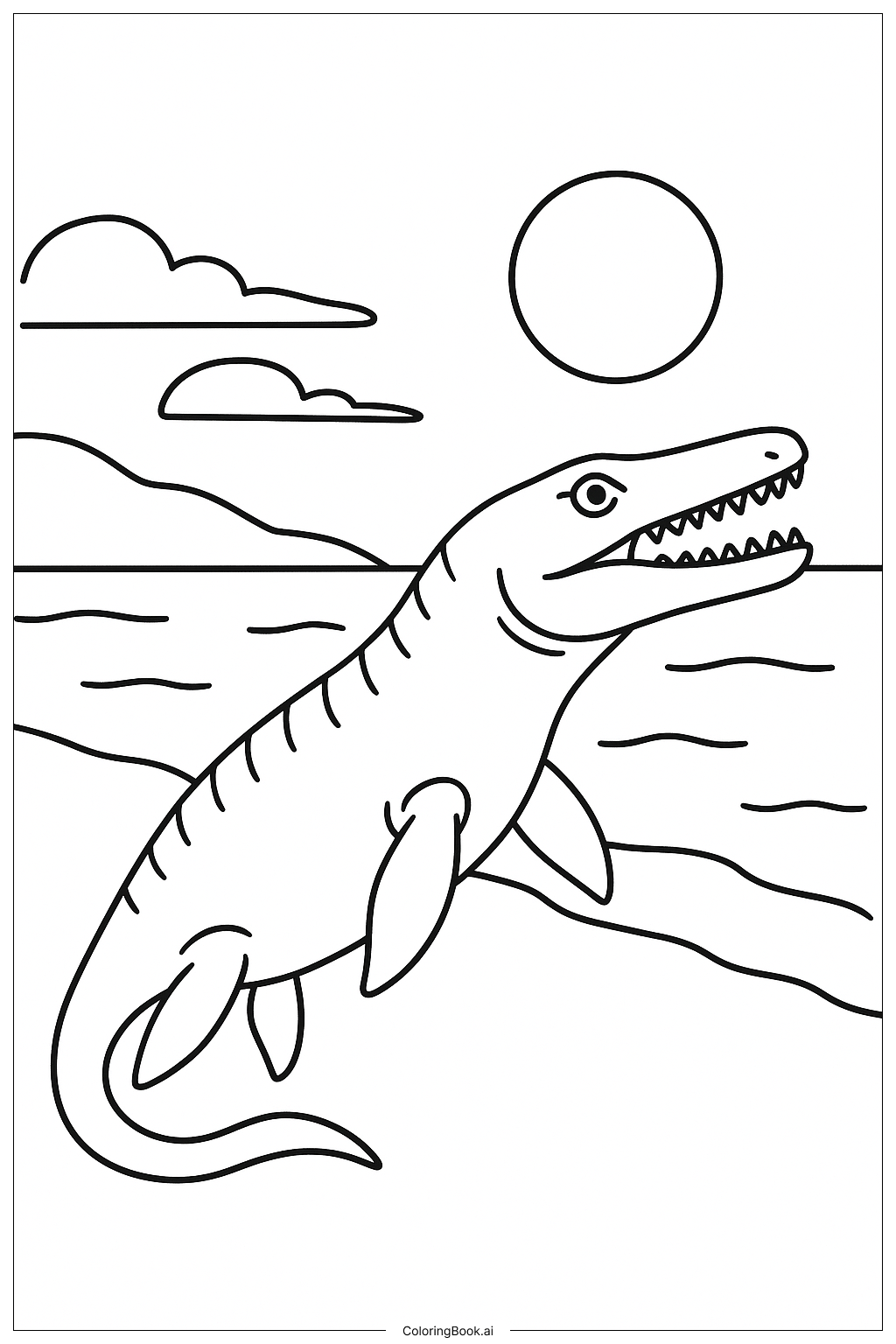  近岸的腔棘魚龍著色頁 