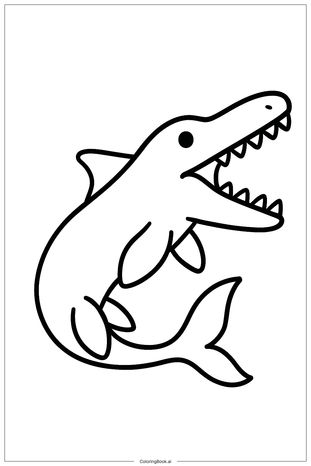  張開嘴的蛇頸龍著色頁 