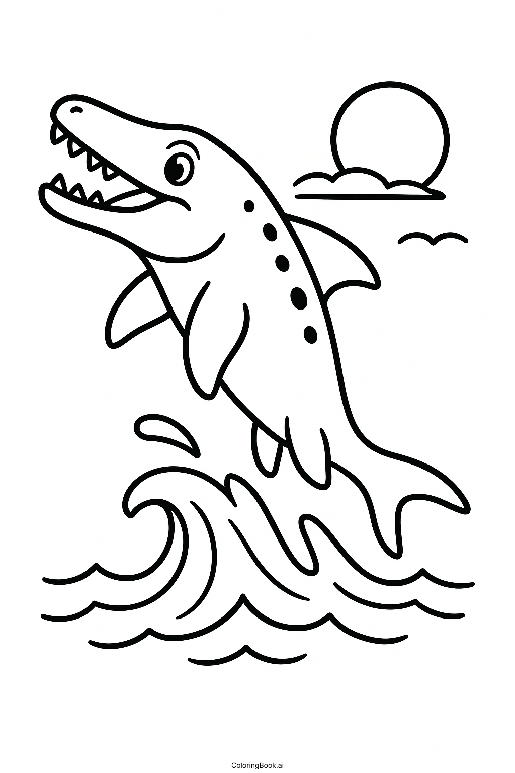  寡齿龙欢乐一跃填色页 