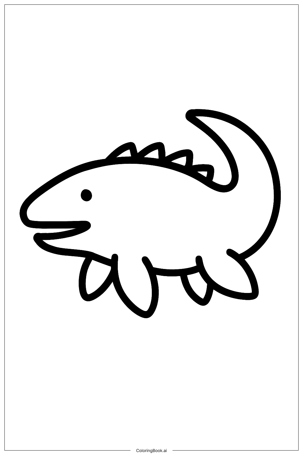  圓潤摩薩龍剪影著色頁 