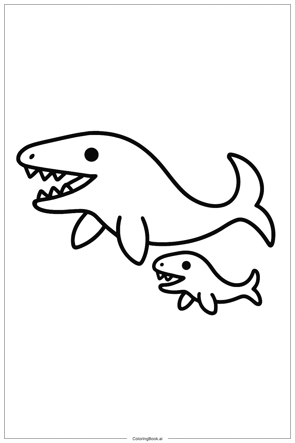  媽媽蛇頸龍與寶寶著色頁 