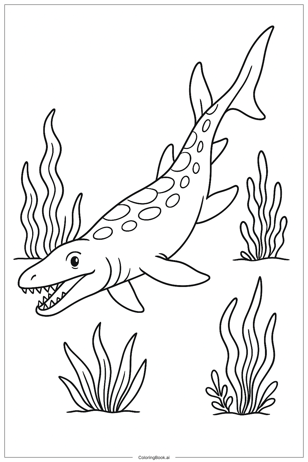  海草中的猛龍著色頁 
