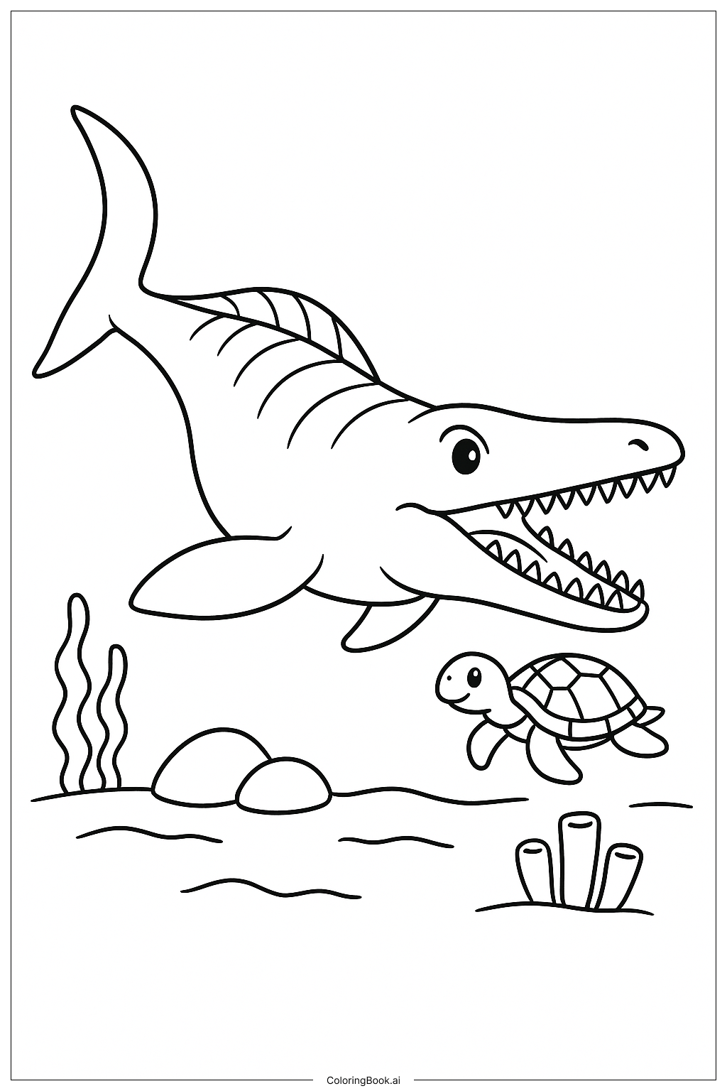  小海龜與沧龍著色頁 