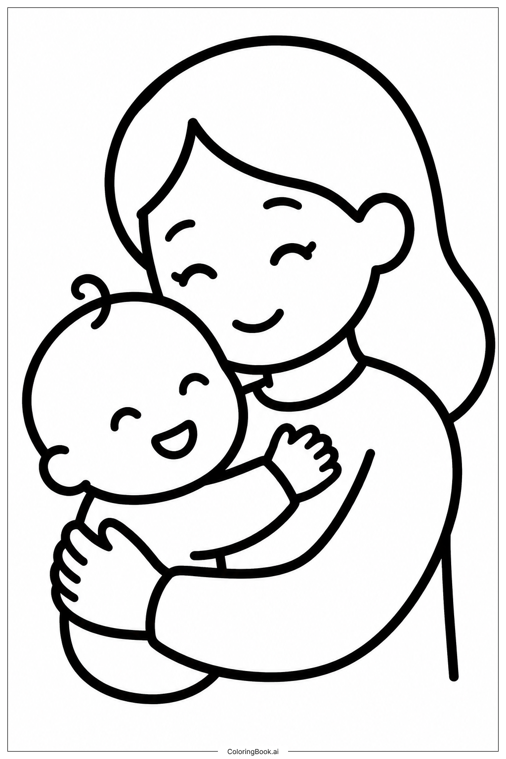 Mother's Day Card Baby Hugging Mom Coloring Page 