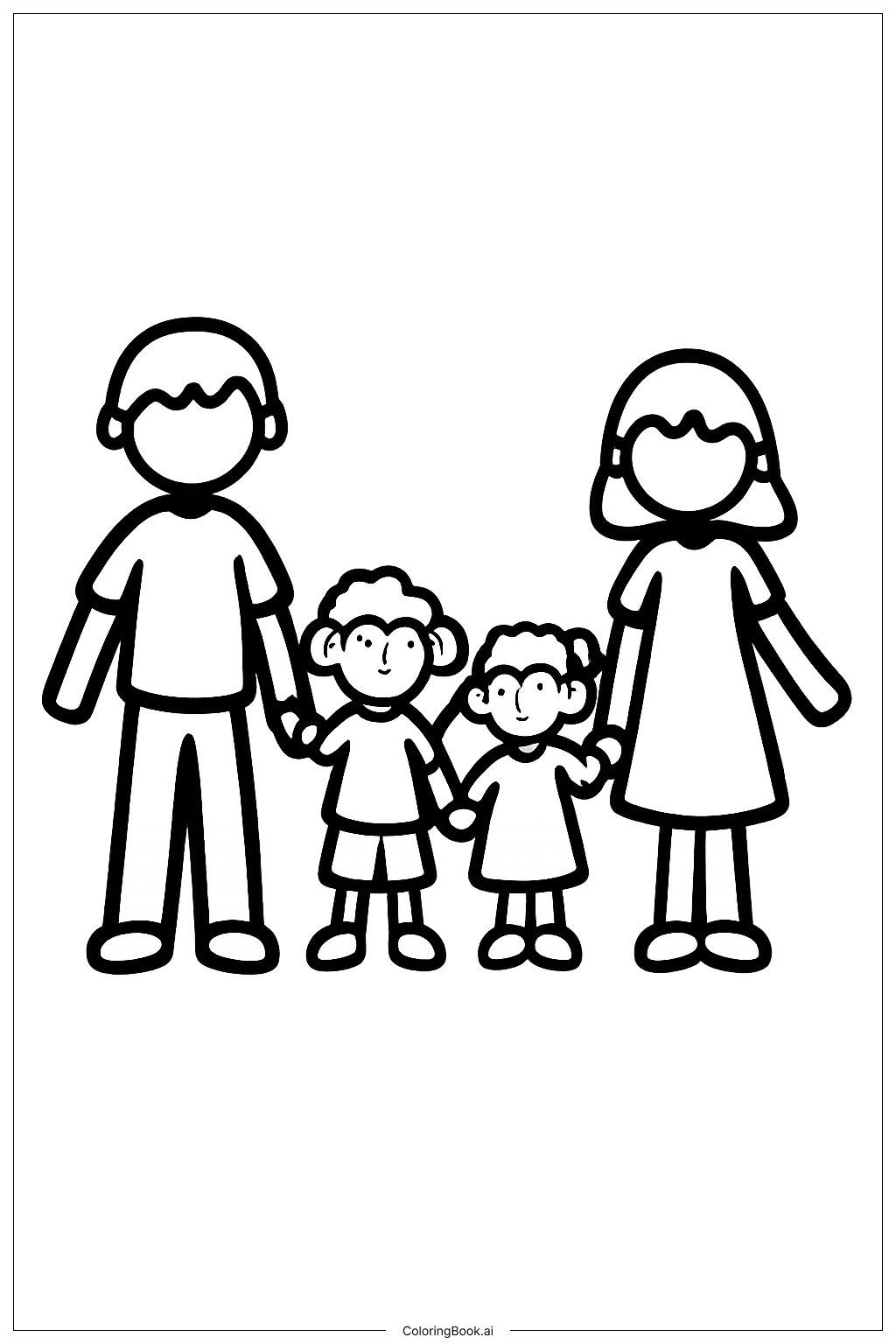 Mother's Day Card Happy Family Silhouette
