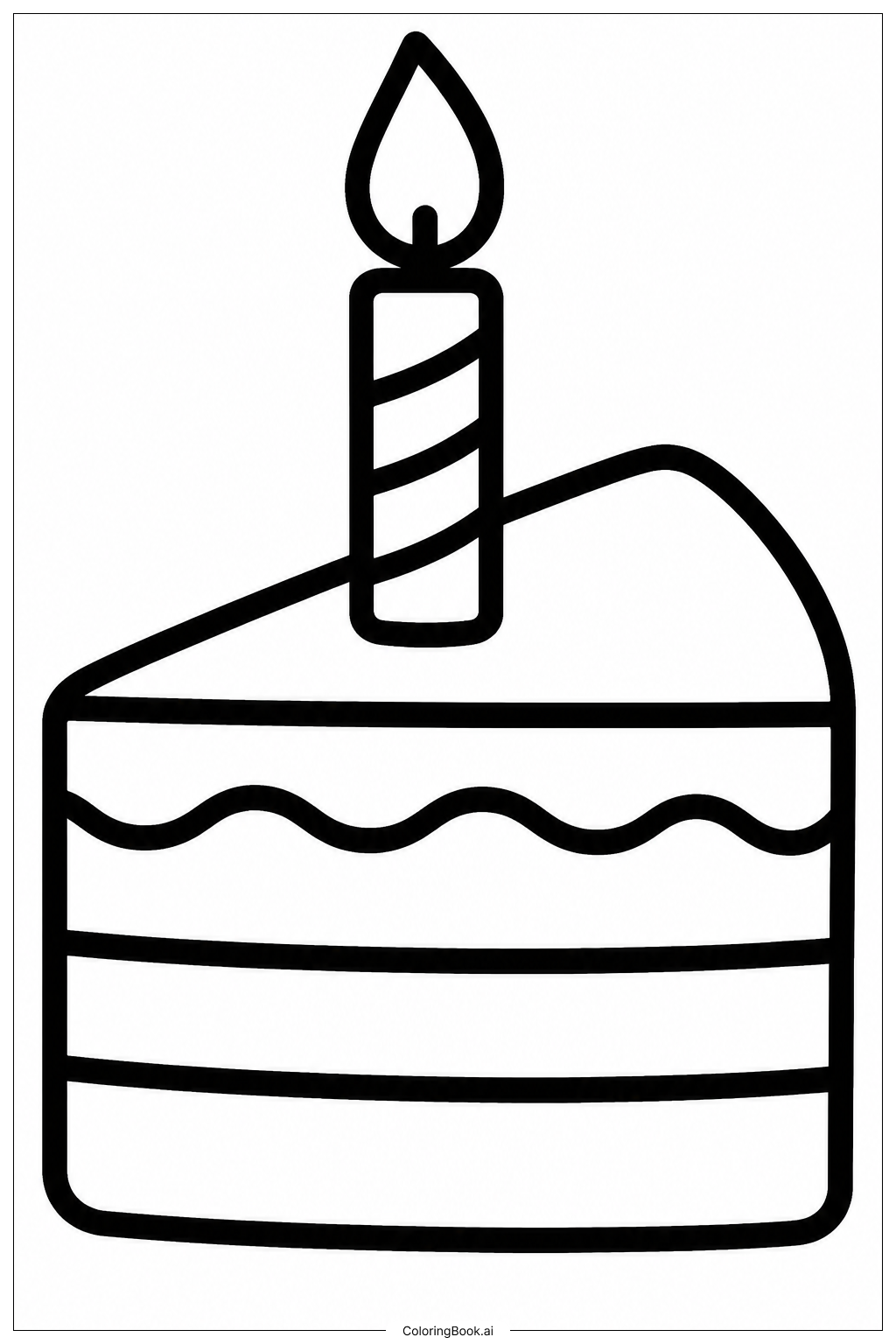  Mother's Day Card Simple Cake Slice Coloring Page 