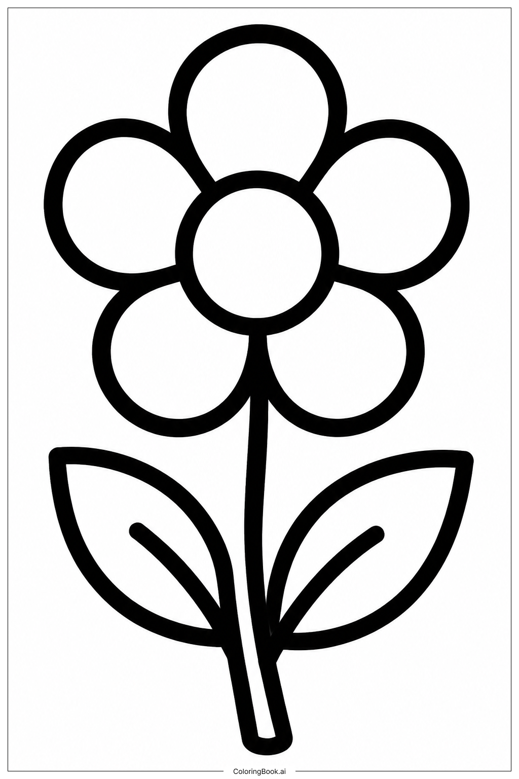  Mother's Day Card Single Flower Stem Coloring Page 
