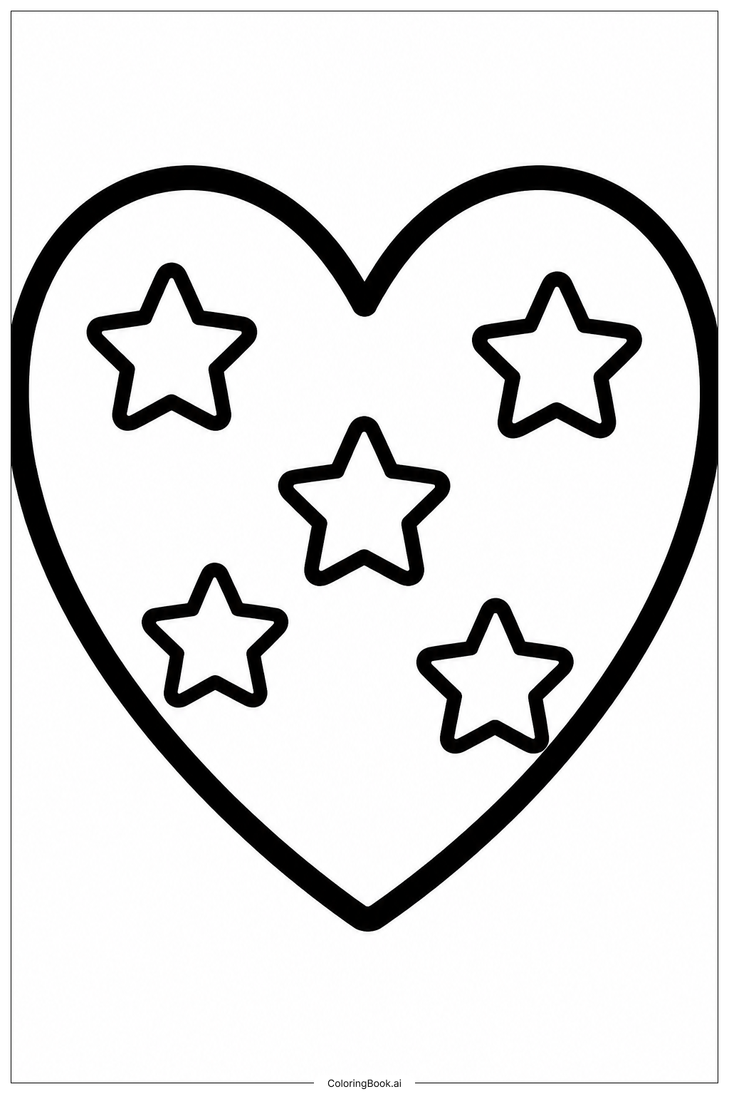  Mother's Day Card Starry Heart Coloring Page 