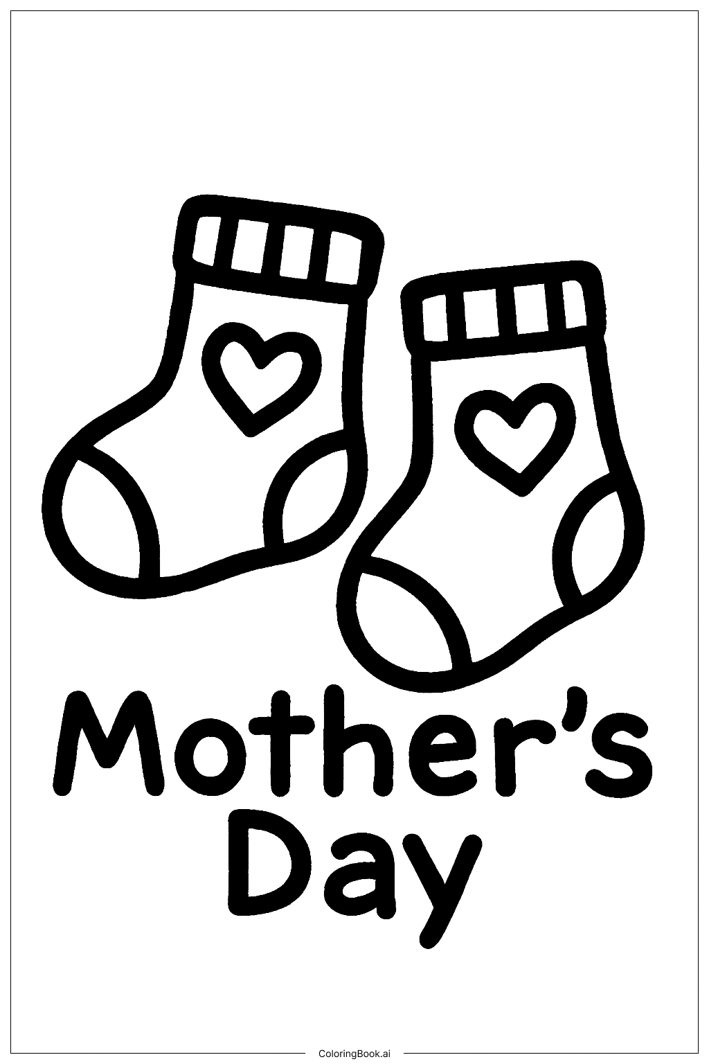 Mother's Day Cute Socks Coloring Page