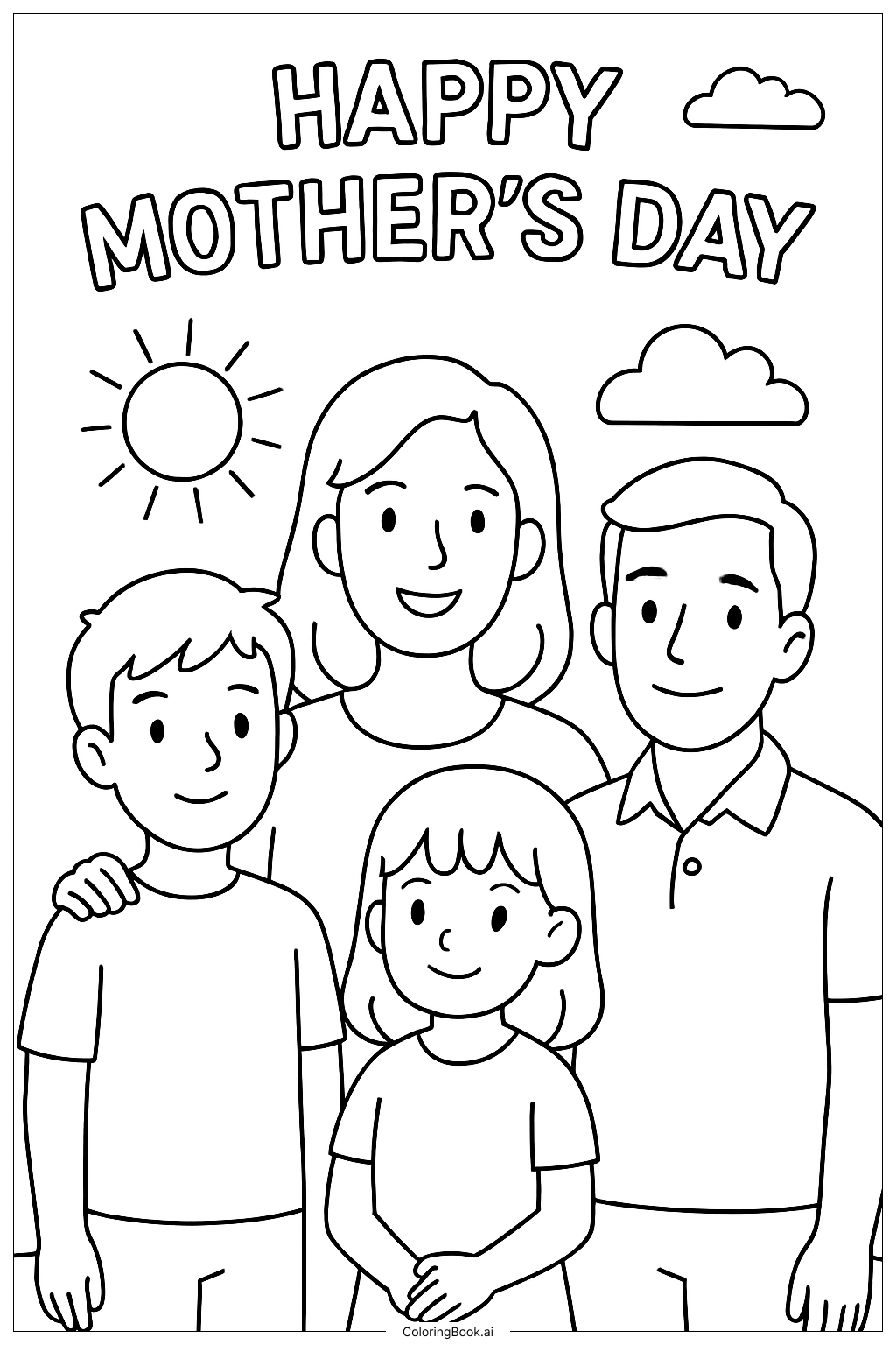 Mother's Day Family Portrait Coloring Page
