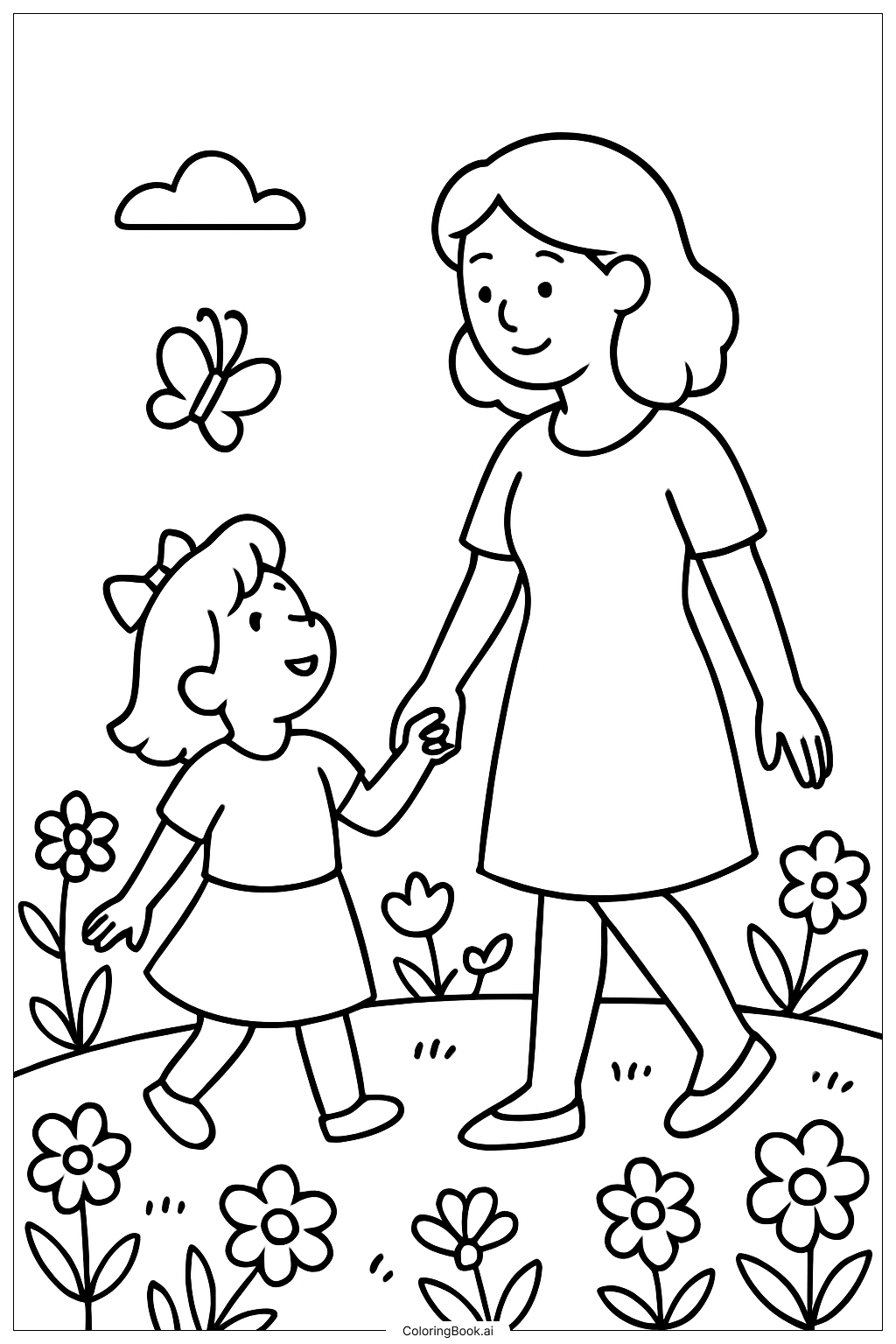 Mother's Day Garden Walk Coloring Page