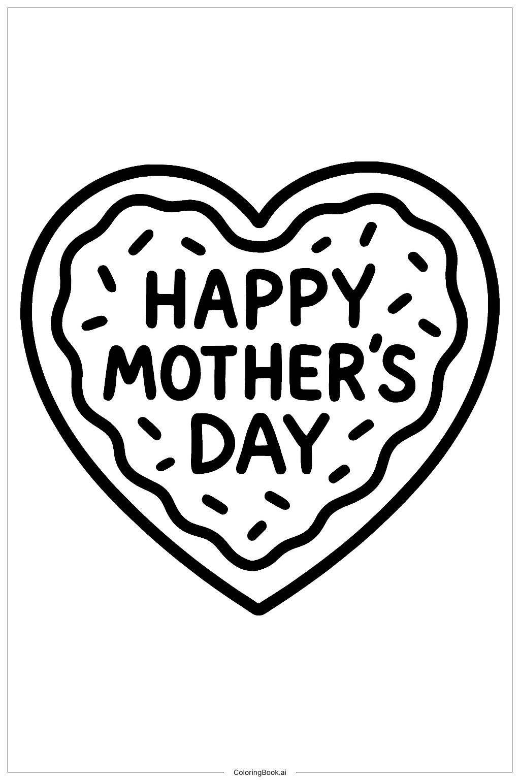 Mother's Day Heart Cookie Coloring Page