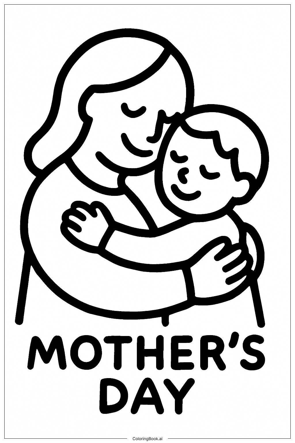 Mother's Day Mom Hug Coloring Page