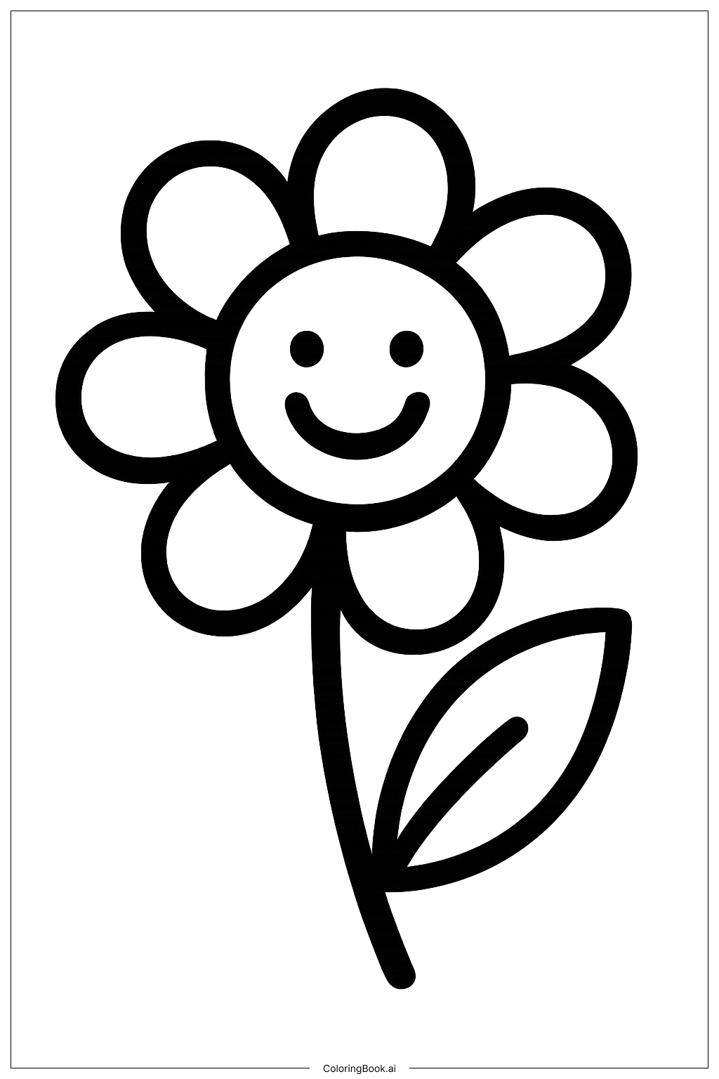 Mother's Day Simple Flower Coloring Page