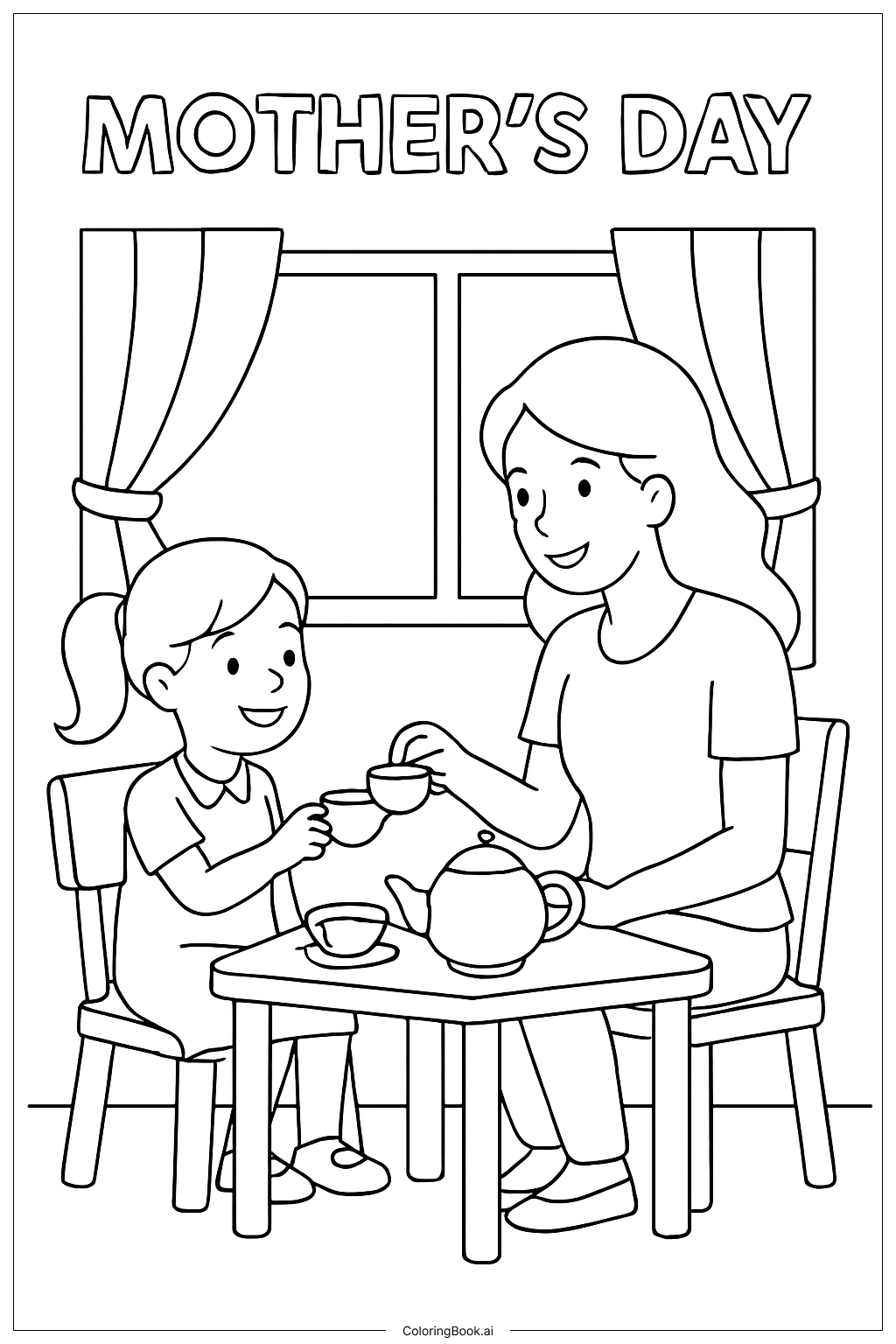 Mother's Day Tea Party Coloring Page
