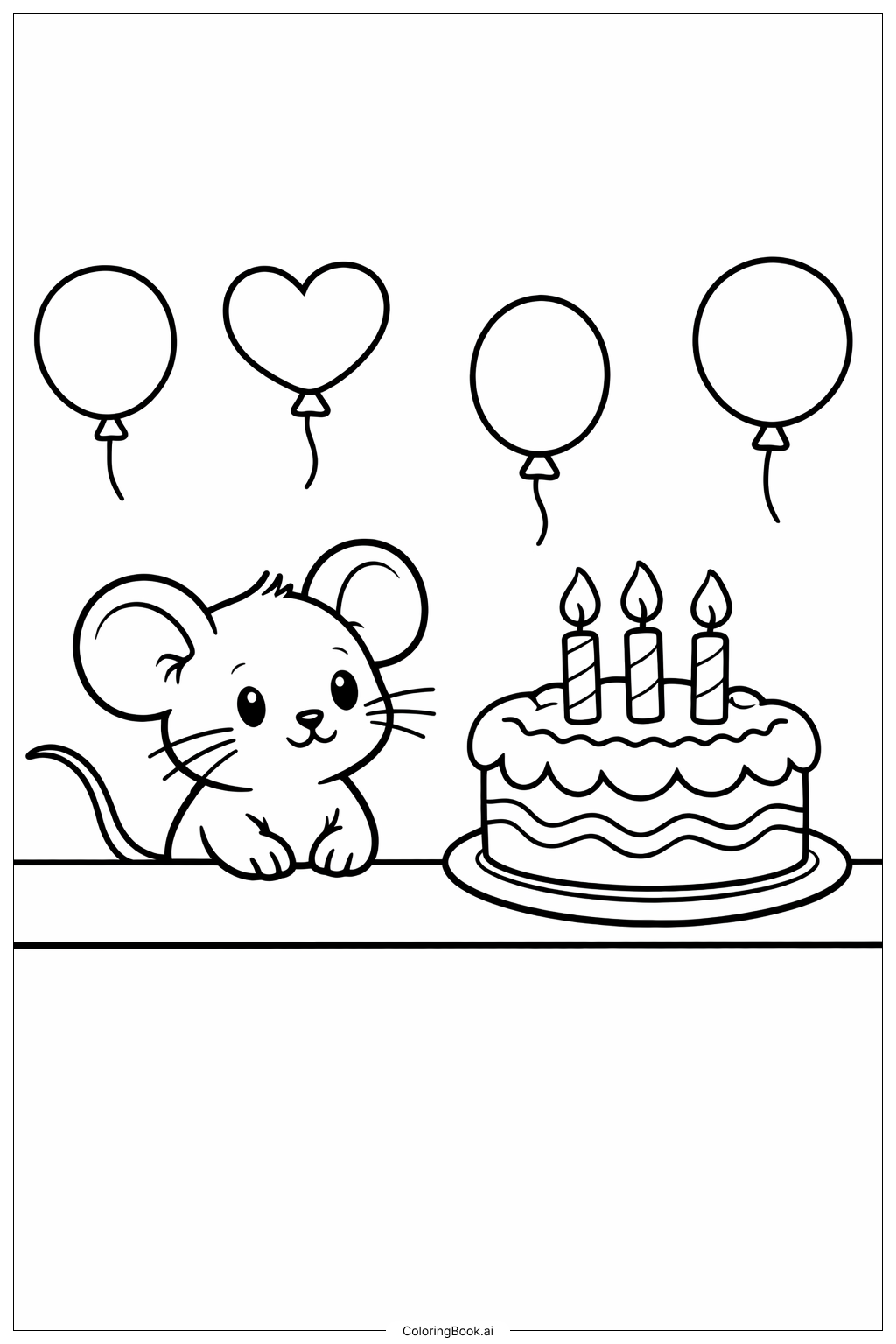  Trang tô màu Chuột và Bánh Sinh Nhật 