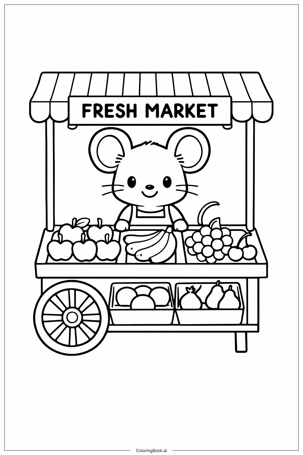  Mouse at Farmer Market Coloring Page 