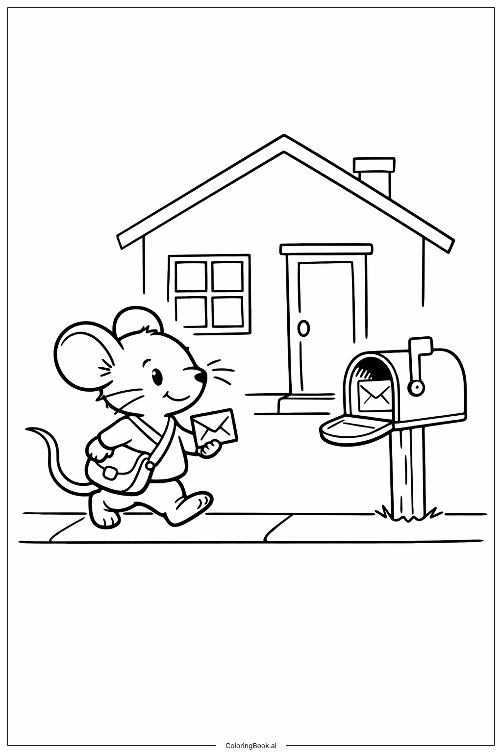  Mouse Delivering Mail Coloring Page 