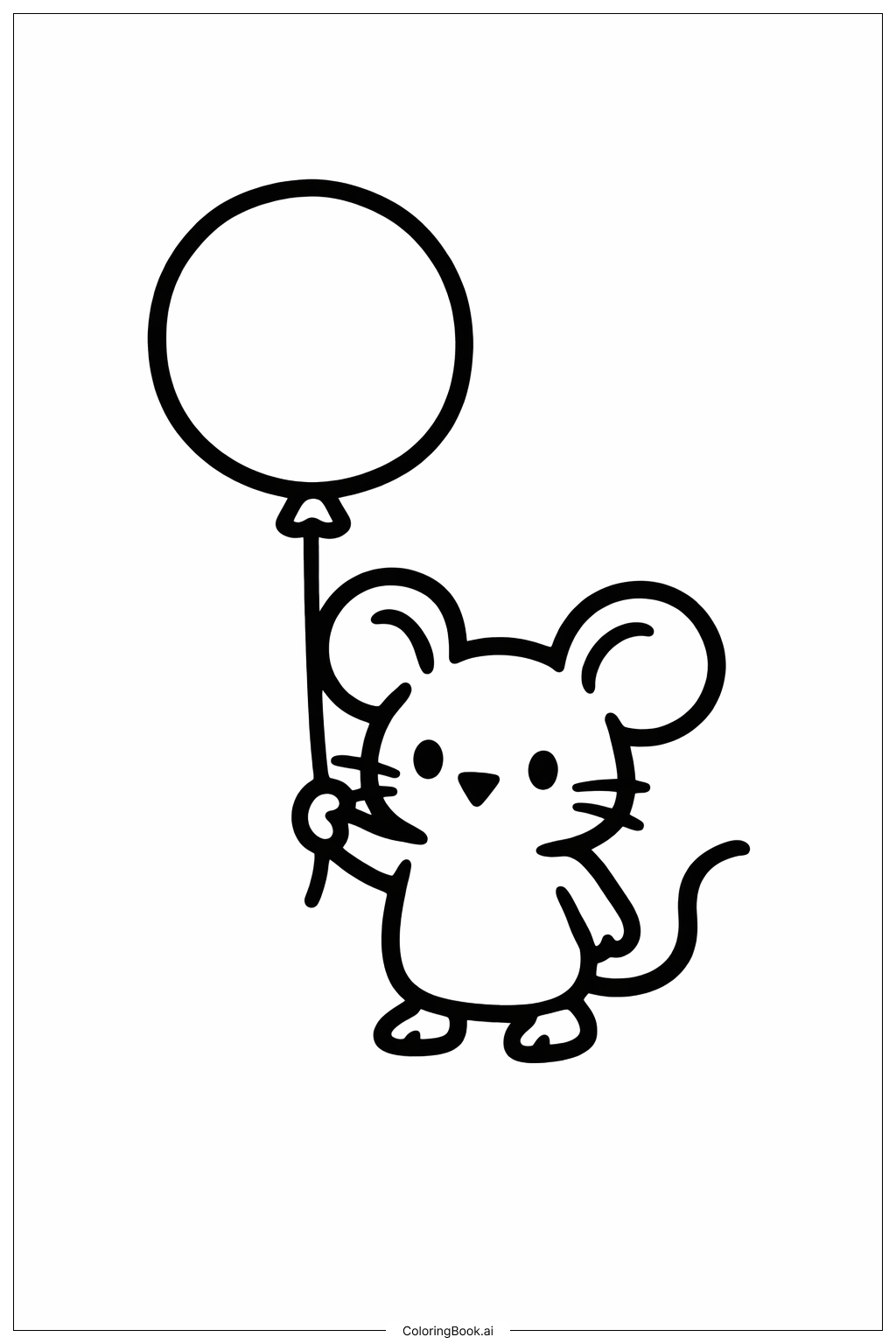  老鼠拿著氣球著色頁 