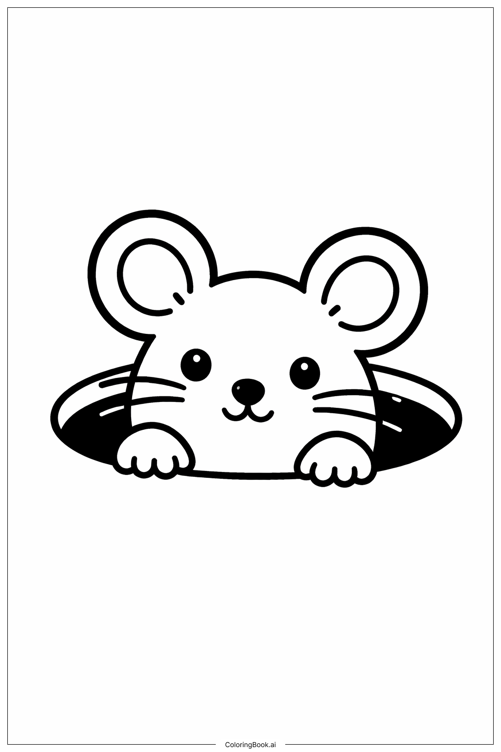  老鼠從洞裡探頭著色頁 