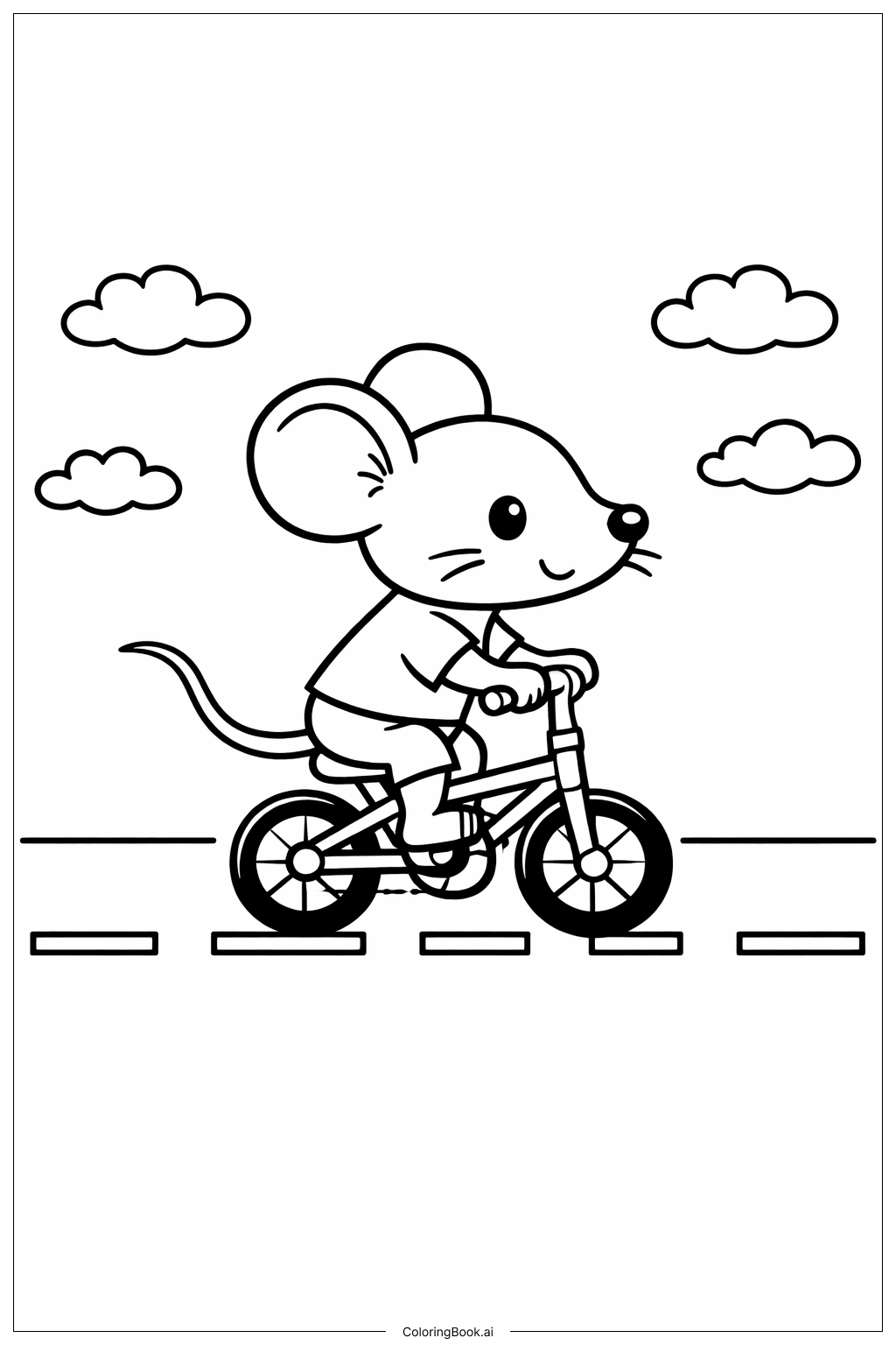  Página para colorir de Rato Andando de Bicicleta 