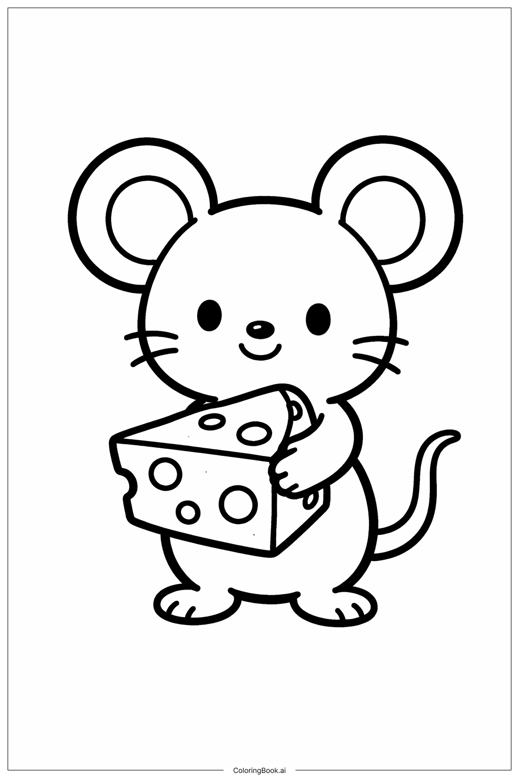  拿著起司的小老鼠著色頁 