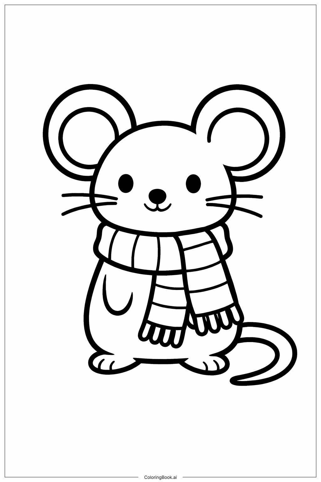  圍巾老鼠著色頁 