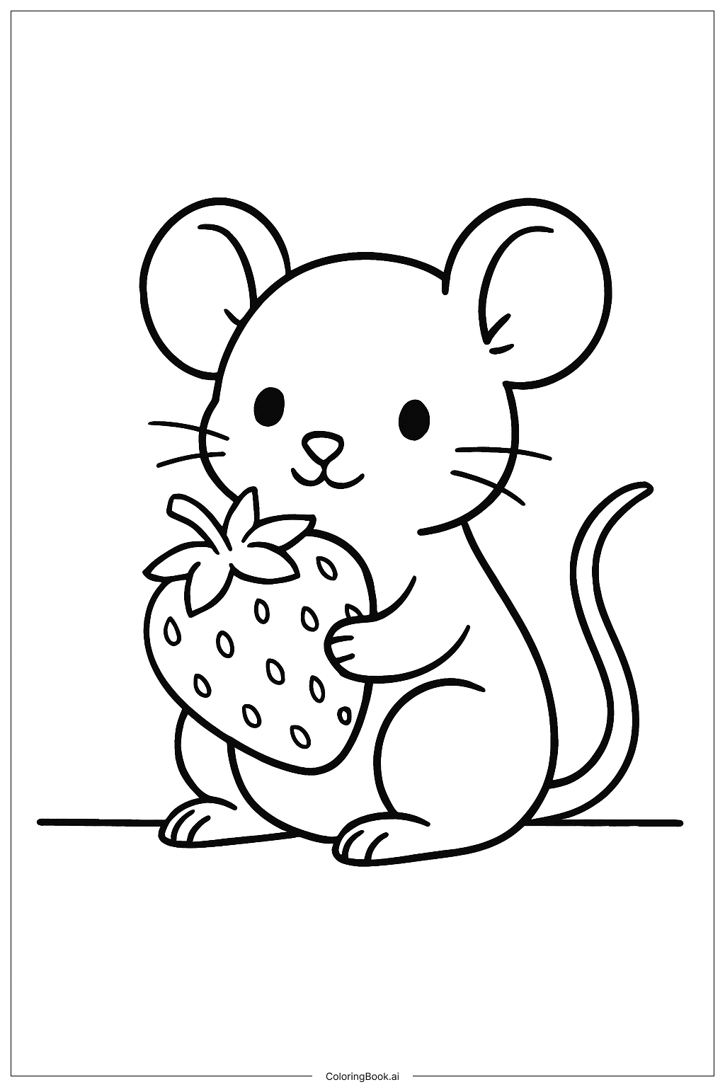 和大草莓的老鼠著色頁