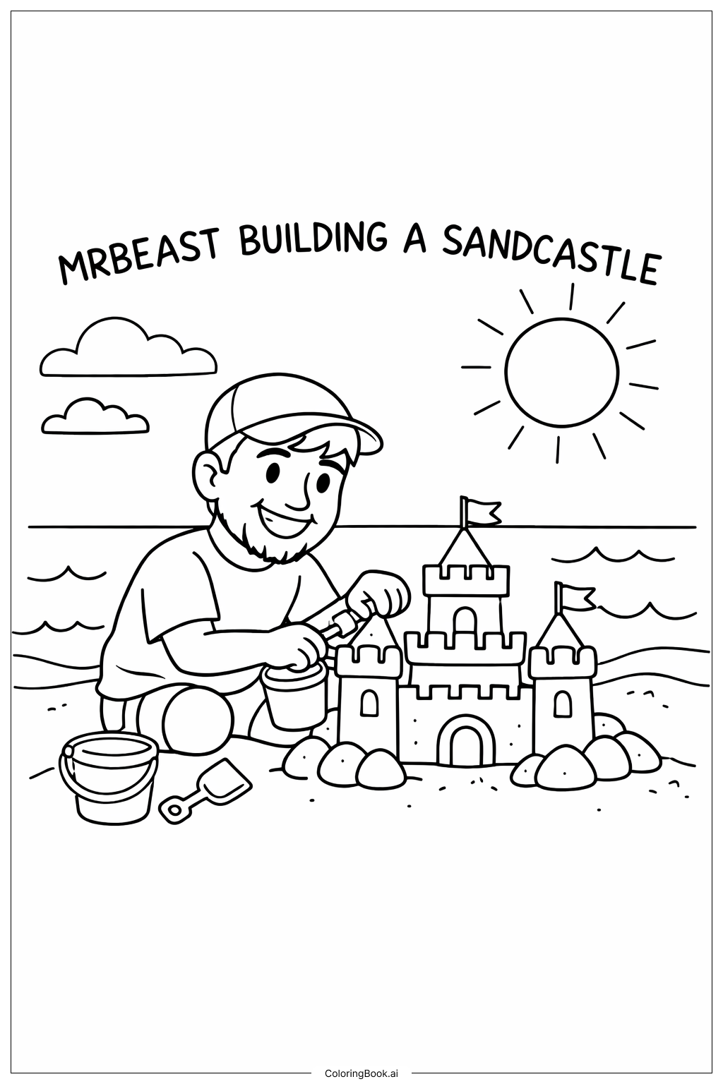  Mr Beast 建造沙堡填色页 