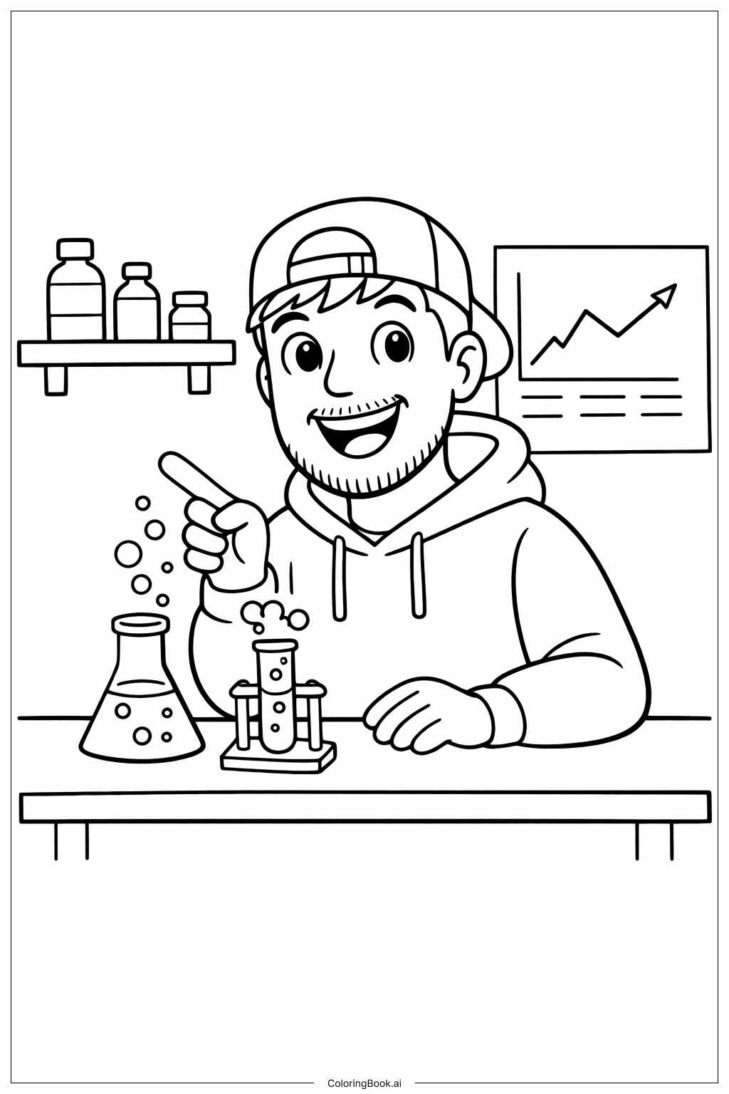 Mr Beast Doing Science Experiment Coloring Page