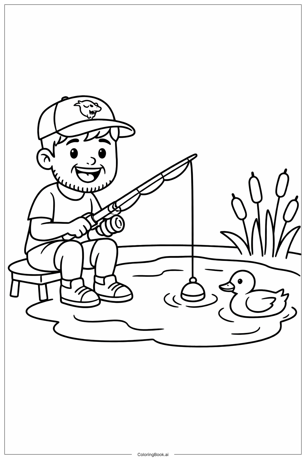 Mr Beast Fishing By Pond Coloring Page
