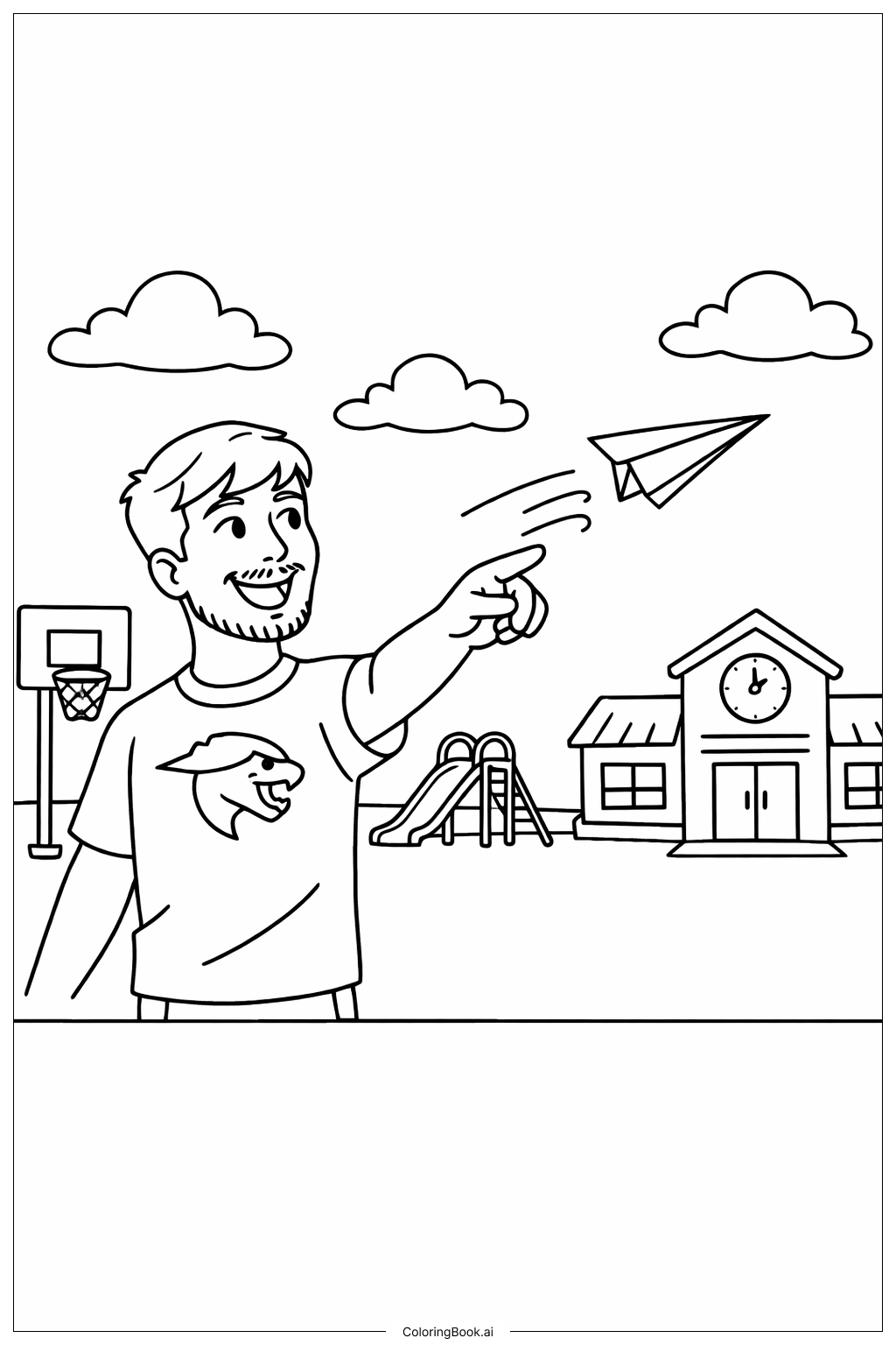  Mr Beast fliegt Papierflieger Ausmalseite 