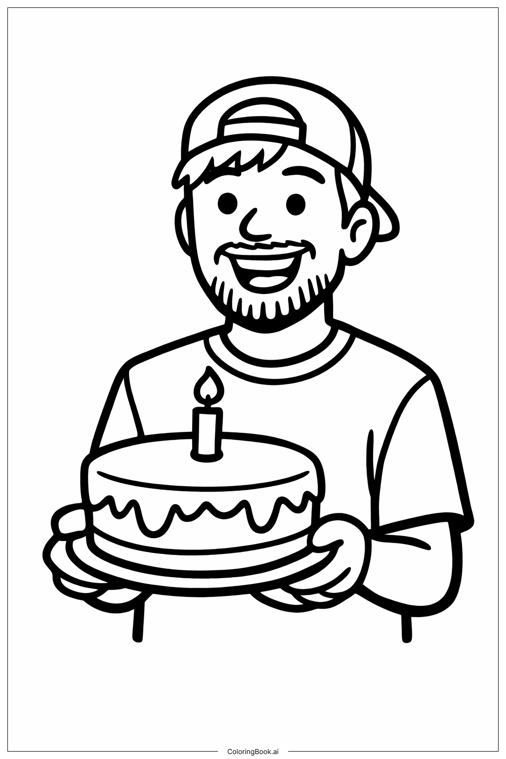  Mr Beast hält Kuchen Ausmalseite 