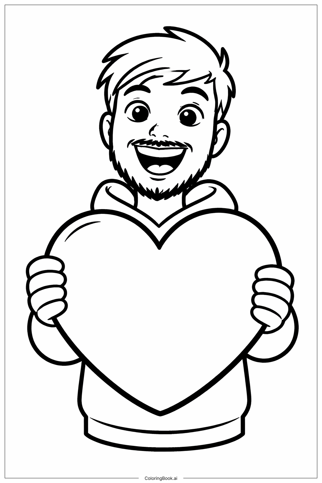  Mr Beast hält ein Herz Ausmalseite 