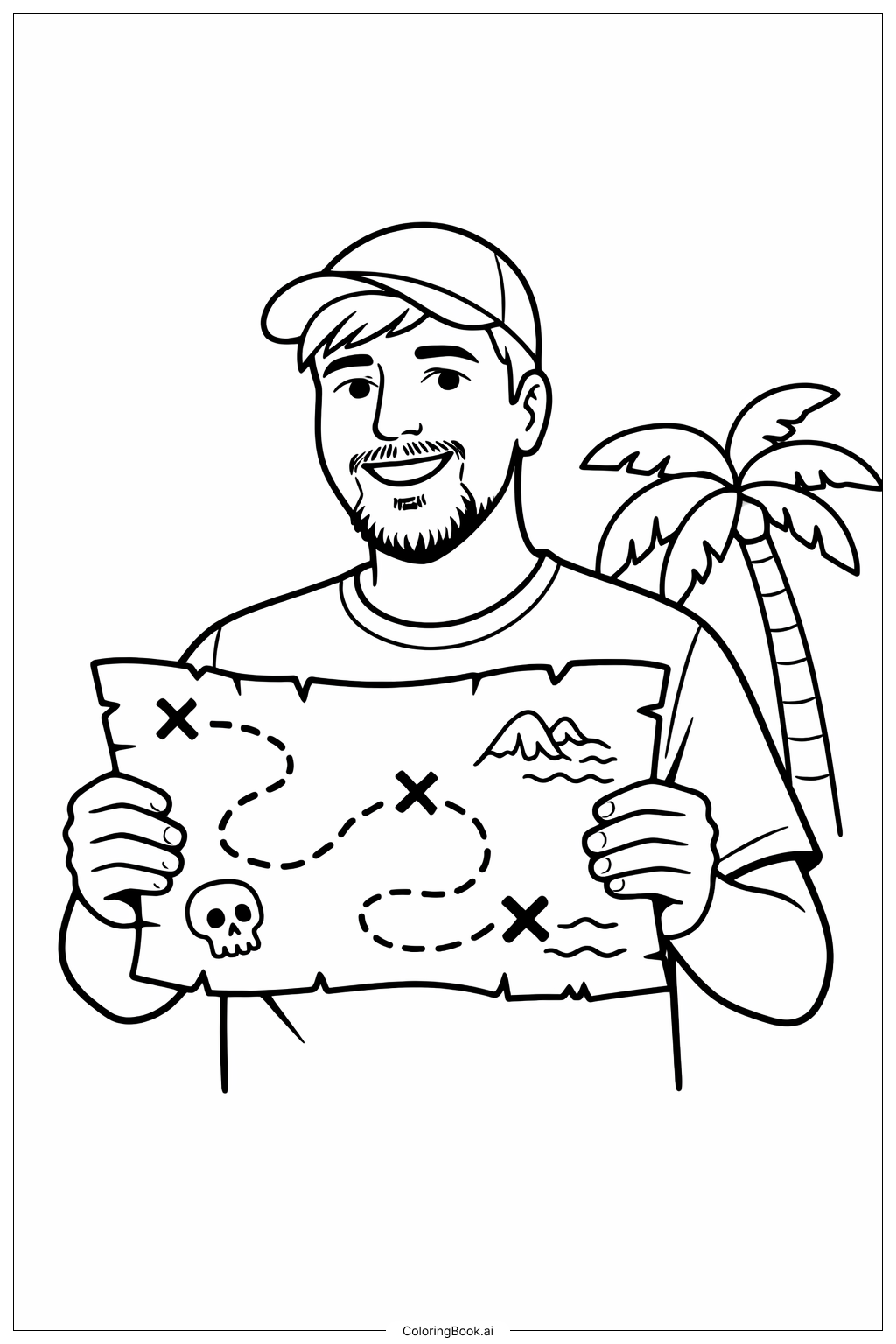 Mr Beast Holding Map Coloring Page