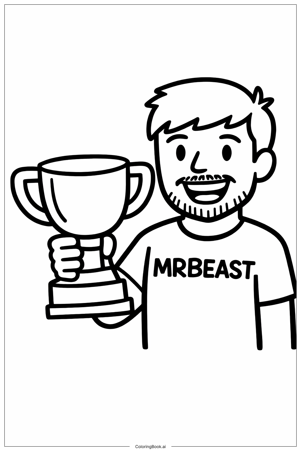  Mr Beast 捧着奖杯填色页 