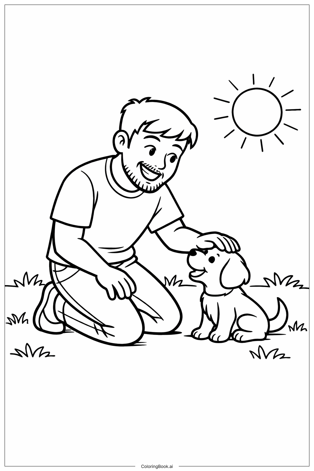  Mr Beast 和小狗玩耍填色页 